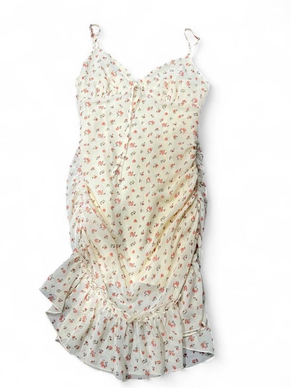 Floral Mini Dress in Cream Adjustable Straps